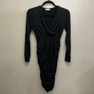 Ingrid and Isabel Maternity Black Crossover Longsleeve Dress, Small